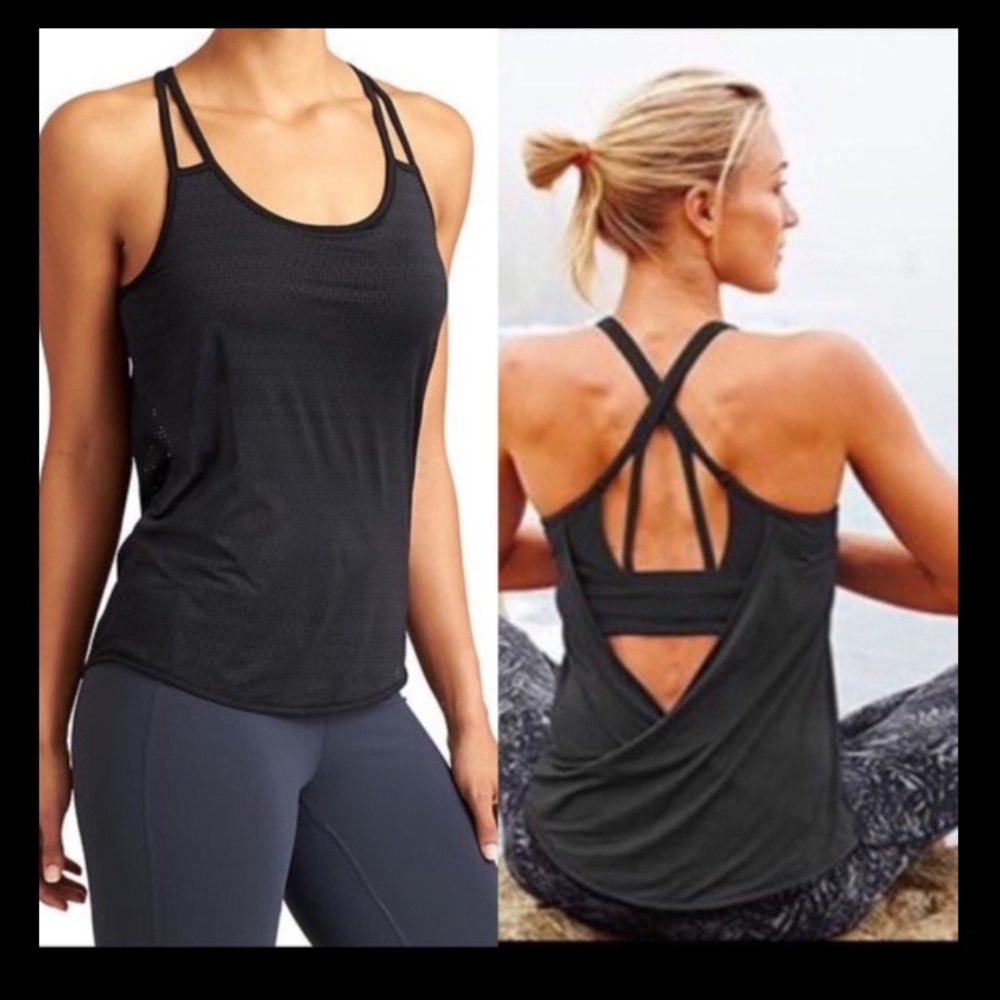 Athleta Black 2 in 1 tank and sports bra - Picture 1 of 3